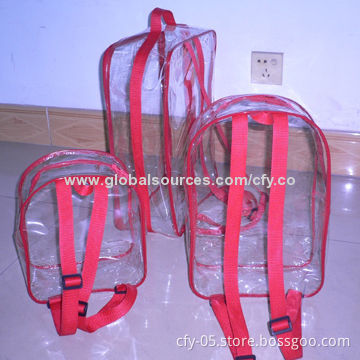 PVC Backpack Bags for Toys, OEM Services and Customers' Logos Welcomed